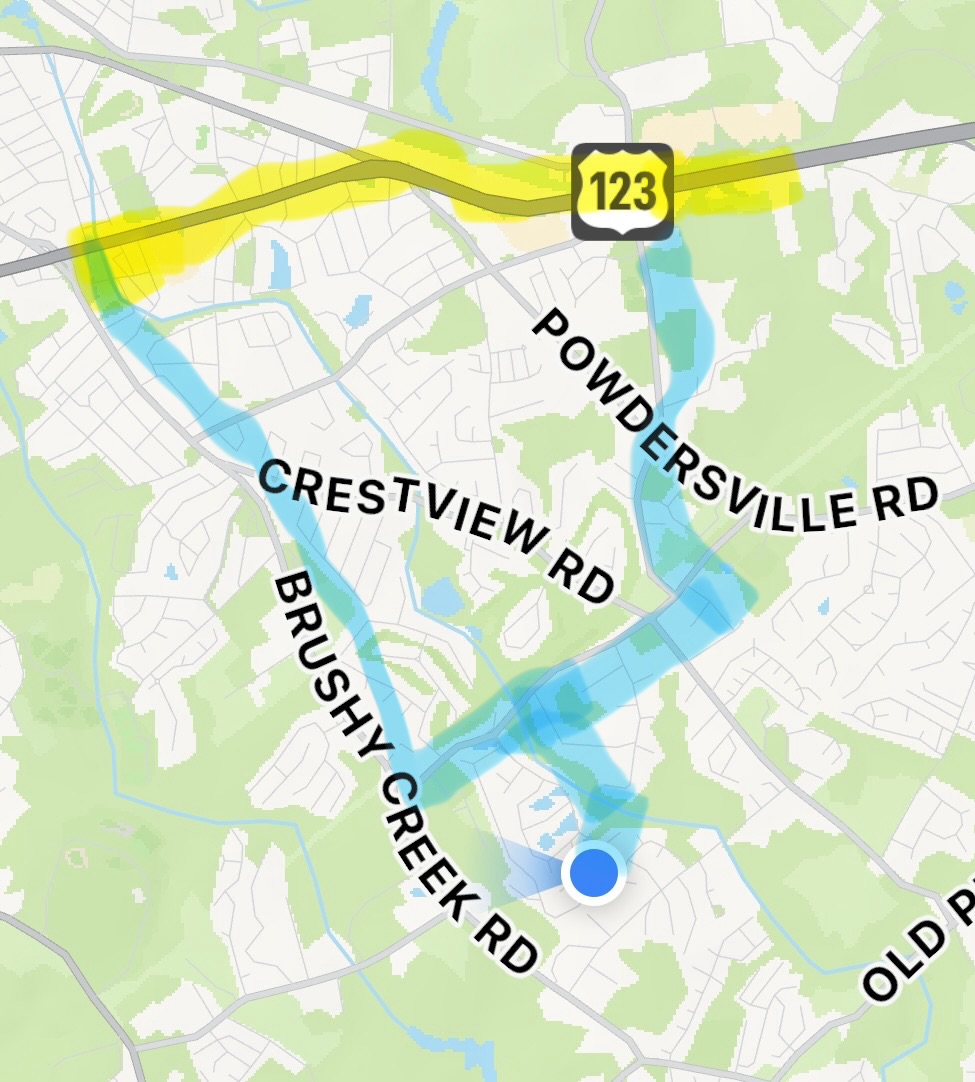 Map showing house, access roads, and Calhoun Memorial Hwy